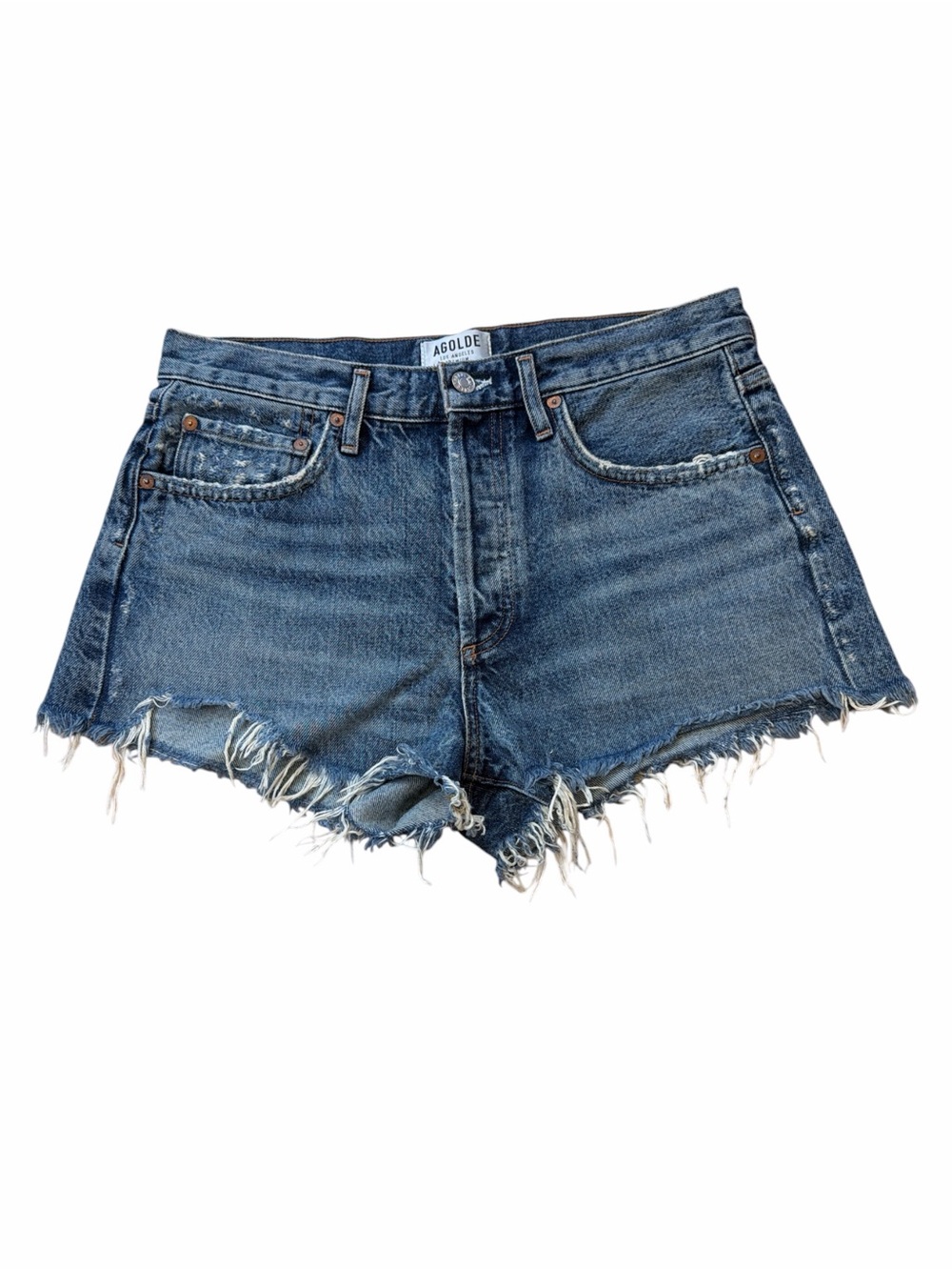 Agolde Distressed High-Rise Denim Cutoff Shorts
